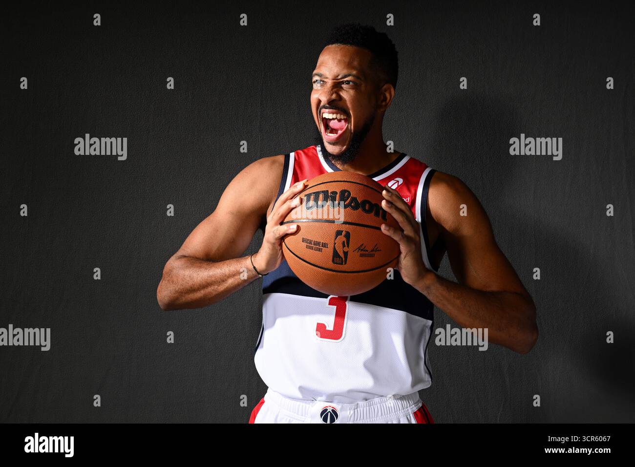 Washington Wizards guard CJ McCollum (3) poses for a photo during the ...