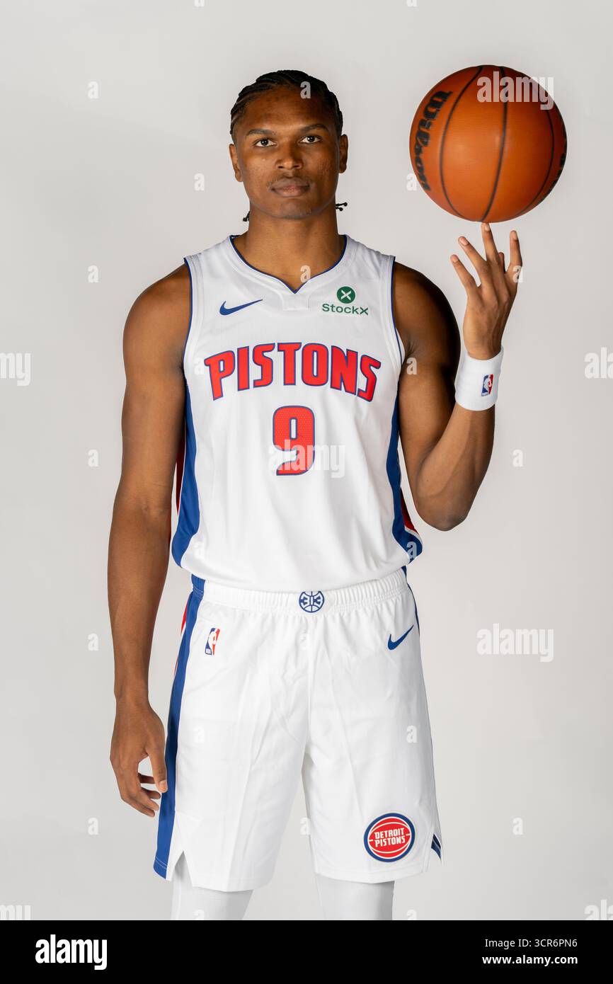 Detroit Pistons forward Ausar Thompson poses for a photo during the NBA ...