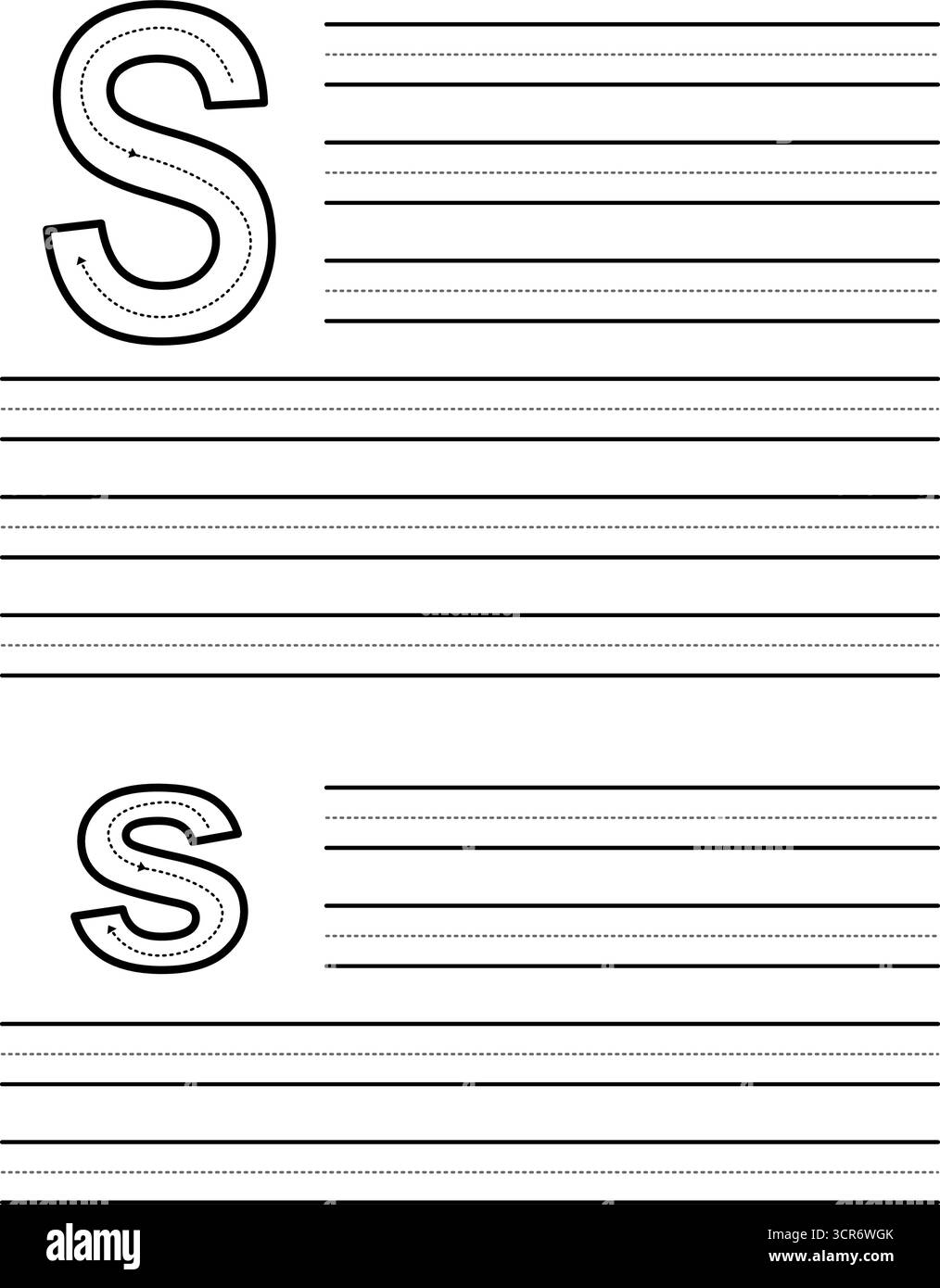 Tracing sheet for learning to write capital and lowercase letter S ...