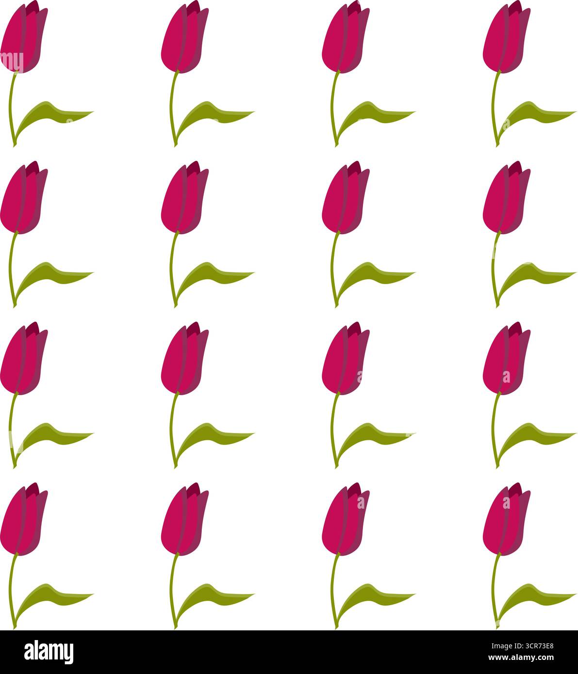Red tulips in cartoon style. Cute spring flowers. Seamless pattern. Vector illustration. Stock Vector