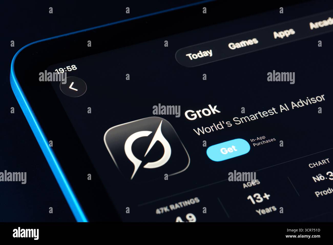 Grok app page on App Store for iPad, Apple Liquid Glass design in iOS ...