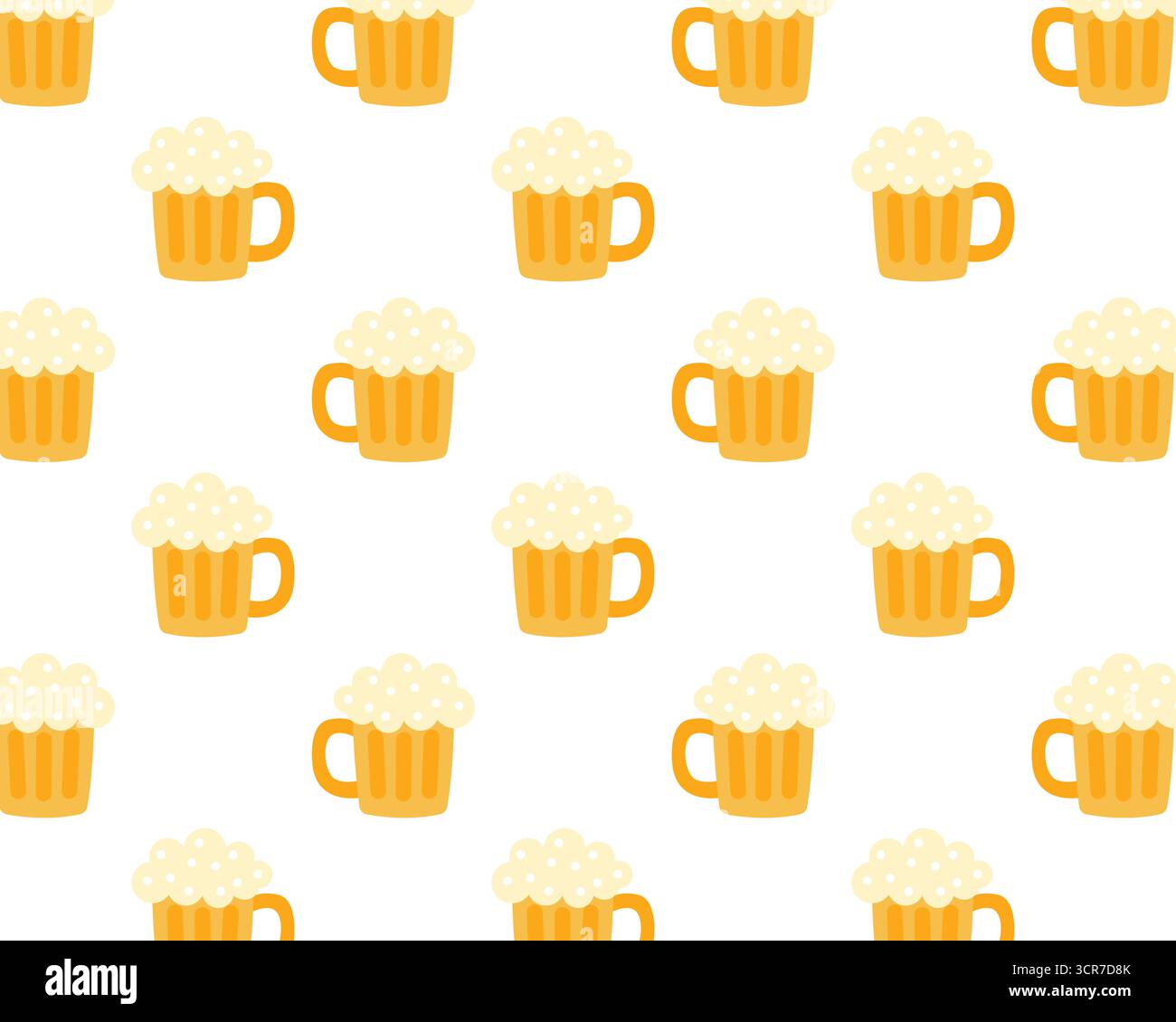Pattern of beer mugs. Isolated background. Flat style vector illustration. Stock Vector