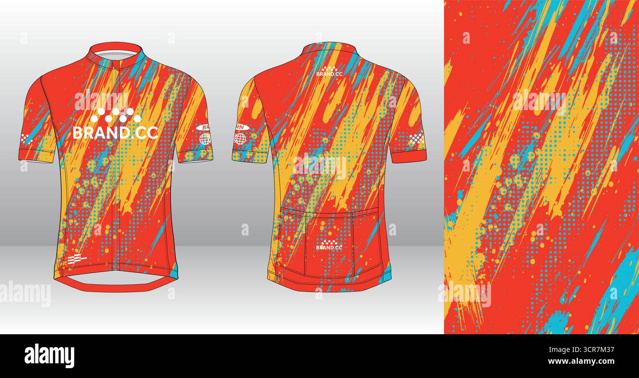 Cycling jersey design with abstract vector artwork in colorful modern ...