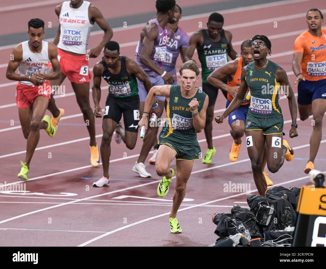 Leendert Koekemoer of South Africa competing in the 4X400m Relay Men's Heats at the World Athletics Championships Tokyo 2025 at National Stadium on th Stock Photo