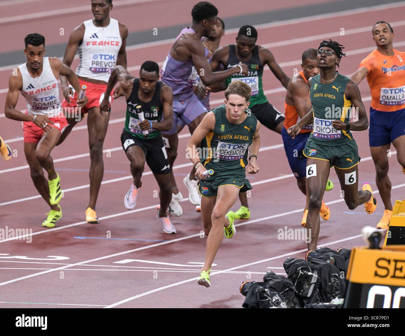 Leendert Koekemoer of South Africa competing in the 4X400m Relay Men's Heats at the World Athletics Championships Tokyo 2025 at National Stadium on th Stock Photo