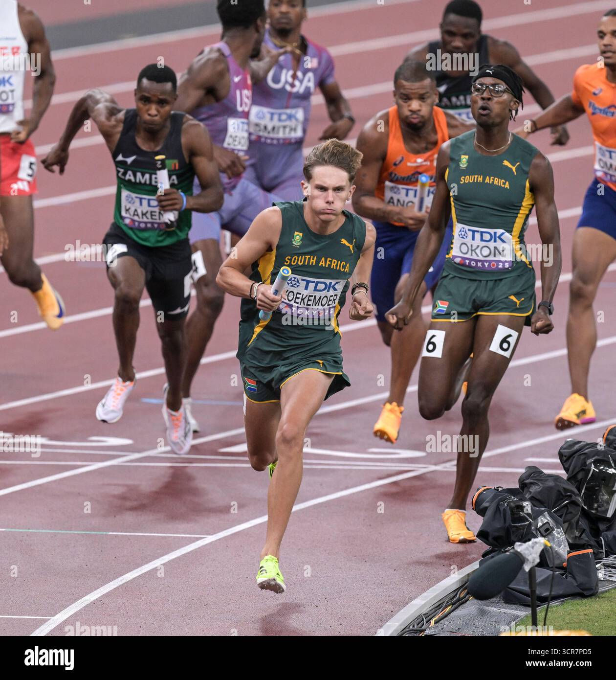 Leendert Koekemoer of South Africa competing in the 4X400m Relay Men's Heats at the World Athletics Championships Tokyo 2025 at National Stadium on th Stock Photo