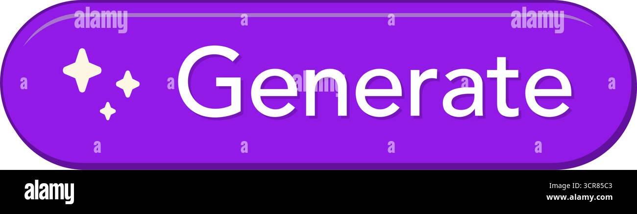 Purple AI generate button with stars and 3D styling vector Stock Vector