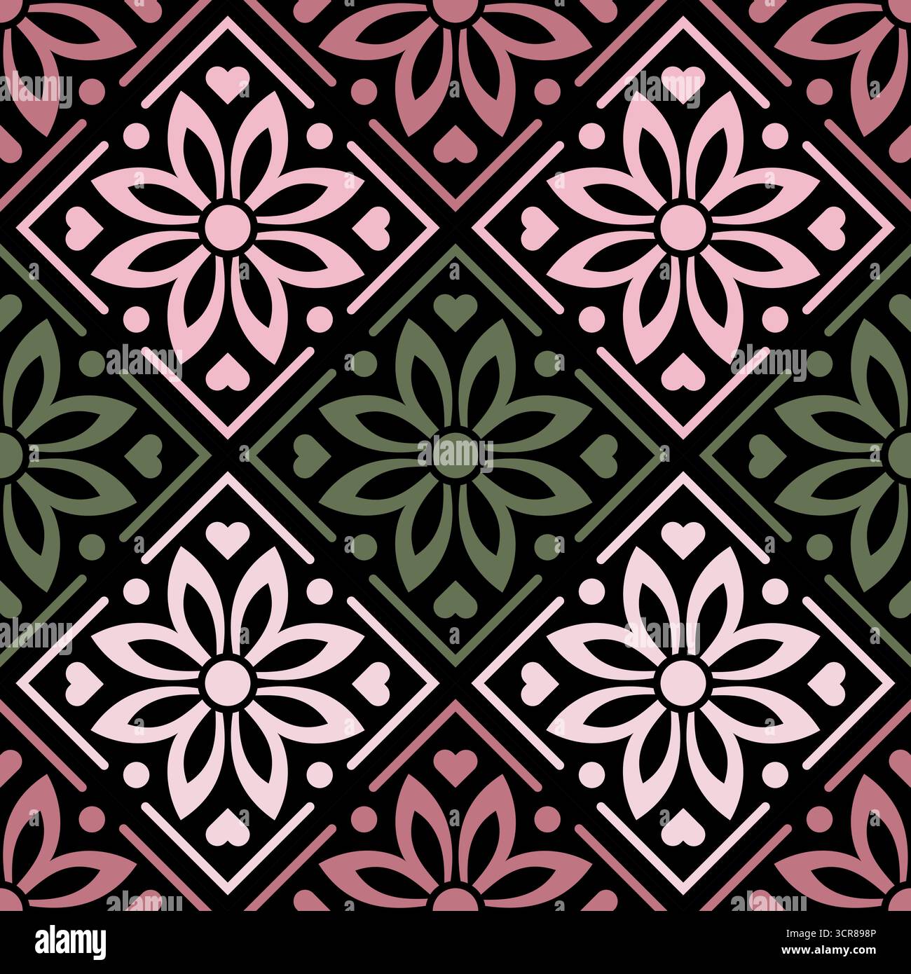 Abstract floral pattern, regular geometric order, seamless vector, muted colors Stock Vector