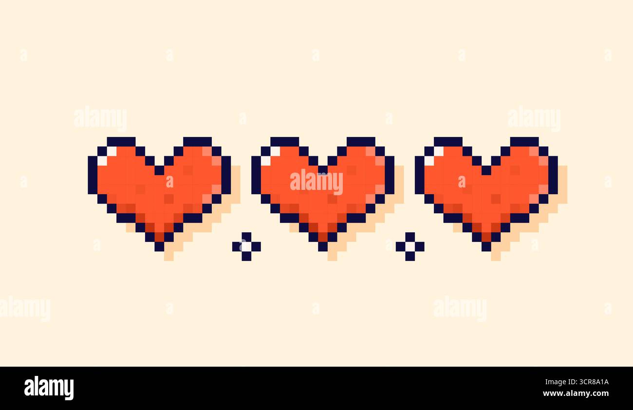Cute pixel heart with stars y2k retro 8 bit style. Shiny game