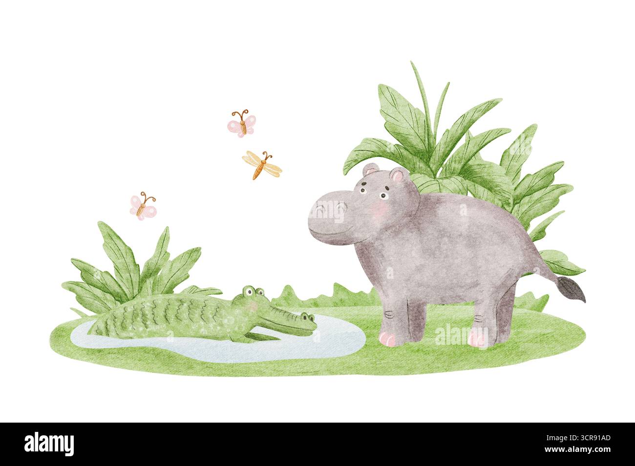 Hippo drawing hi-res stock photography and images - Alamy, image size:1300x956