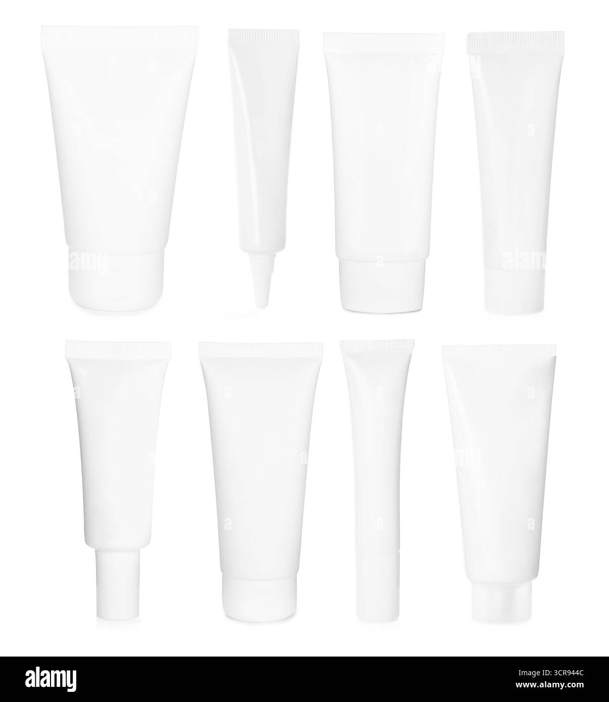 Tubes of different cosmetic products isolated on white, set Stock Photo ...