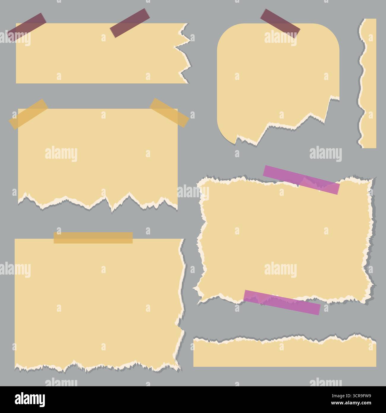 Set of vector realistic stickers with torn edges Stock Vector