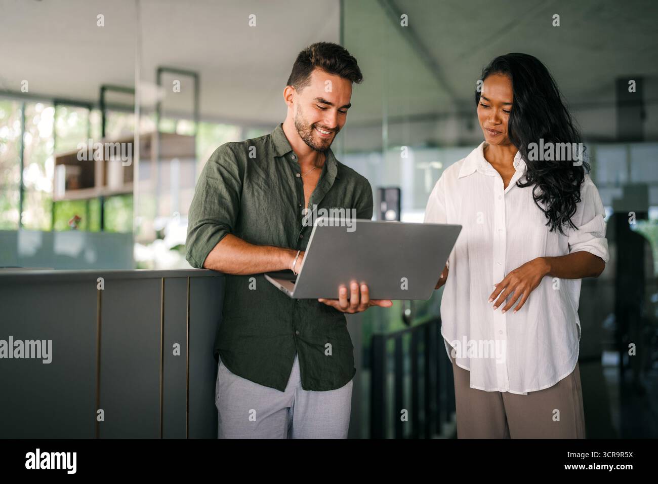 Software engineers using laptop computer with global network connection, Technology, innovation Stock Photo