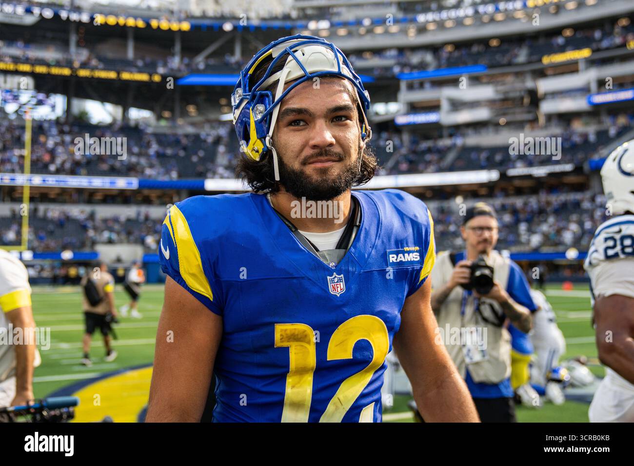 Nacoa Rams Los Angeles Rams wide receiver Puka Nacua (12) after a NFL game against ...