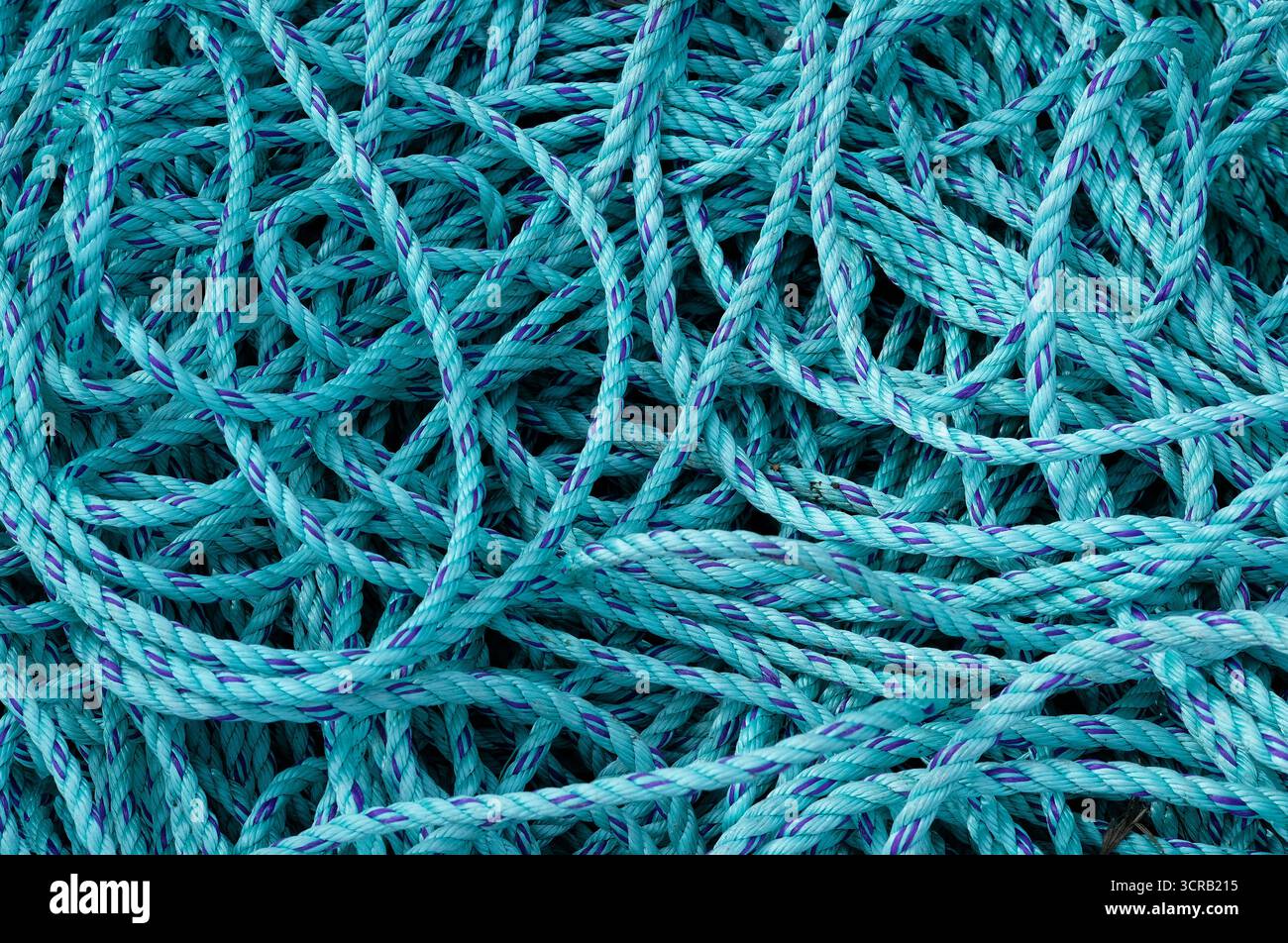 blue nylon rope abstract pattern Stock Photo