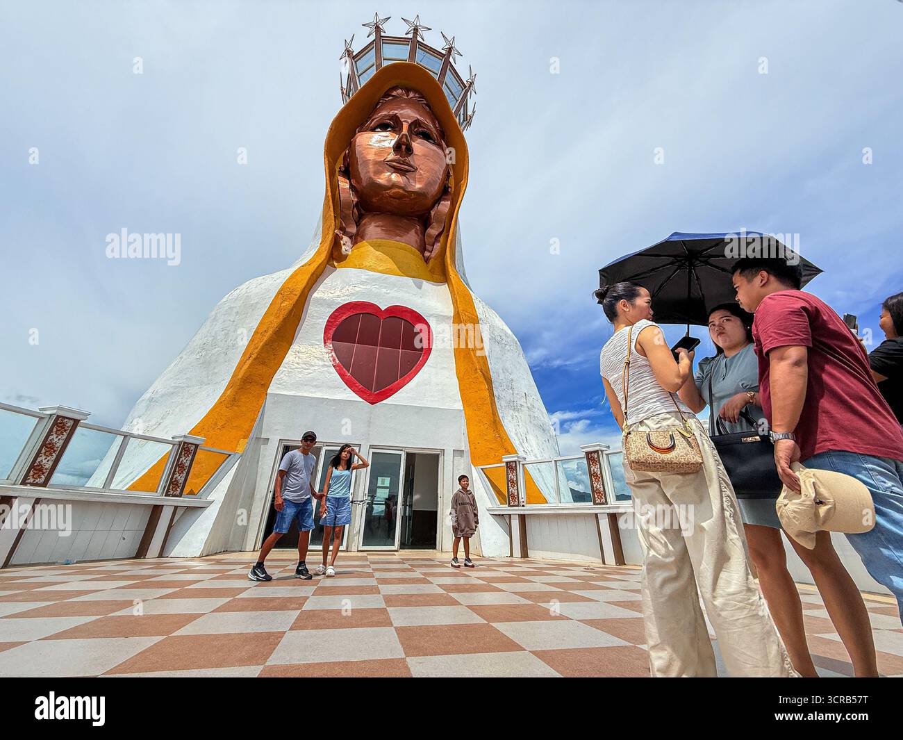 Batangas, Philippines: Mother of All Asia - Tower of Peace, World's tallest statue of Virgin Mary, Montemaria International Pilgrimage Center - Smartphone Captured Stock Image