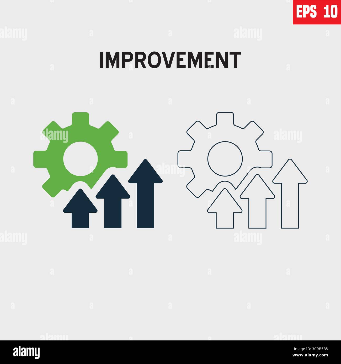 Growth graph in business style or stock data, gear icon management such as profit Stock Vector