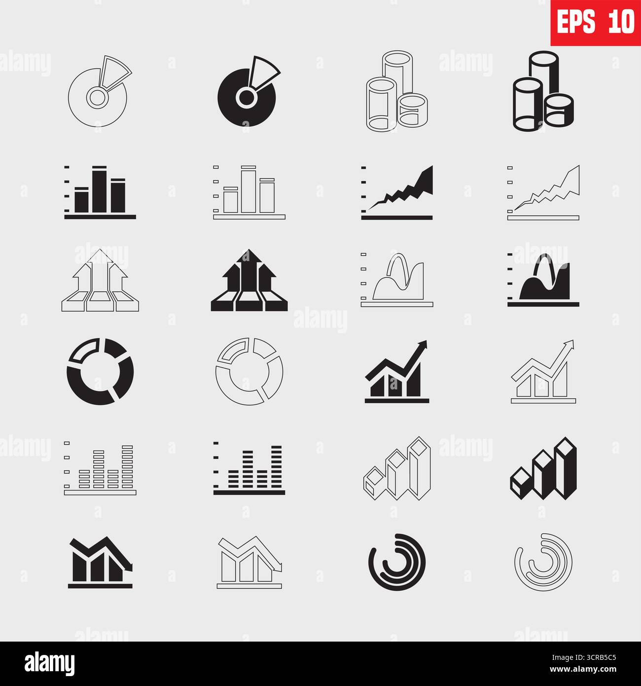 Statistics, data analysis, infographic. Symbols for website or app ui, logo design, illustration Stock Vector