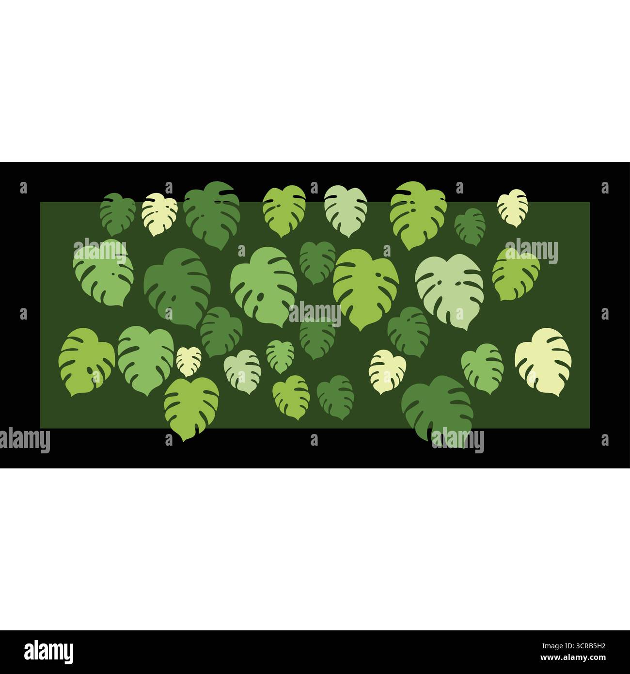 Rectangle Dark Background with Tropical Monstera Leaf Vector Illustration Stock Vector