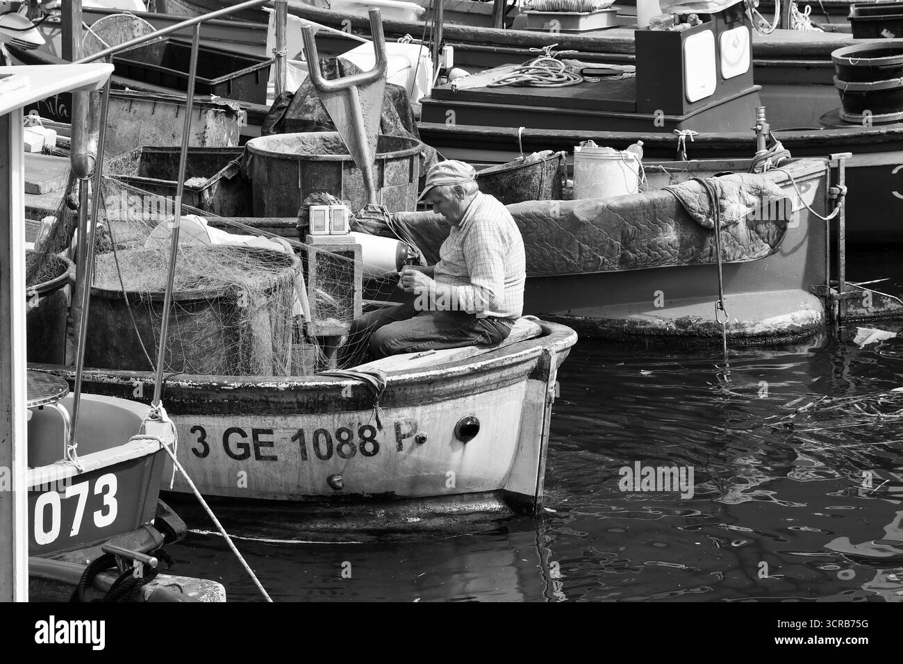 Liguria italy fishing boats Black and White Stock Photos & Images - Alamy