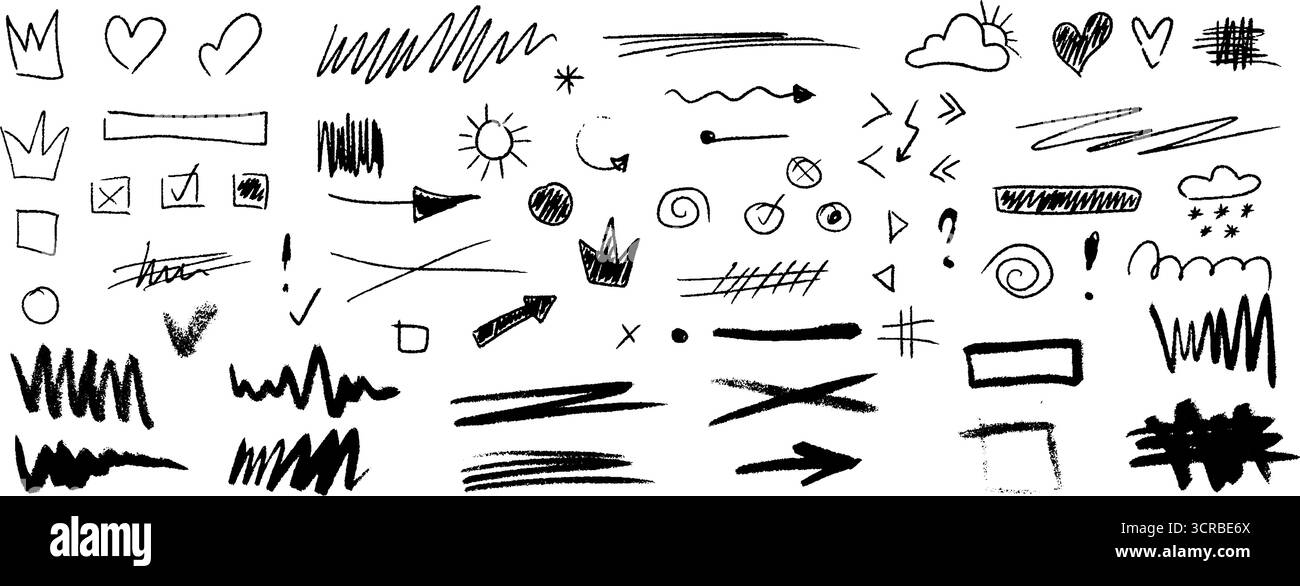 Fun and quirky crayon underline doodles to add character to your visual ...