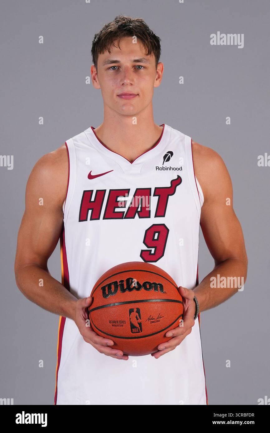 Miami Heat Guard Pelle Larsson 9 Poses For A Photo During The NBA Miami Heat Guard Pelle Larsson 9 Poses For A Photo During The NBA