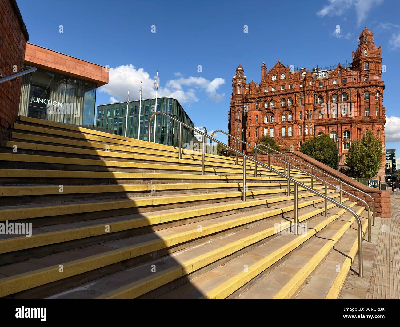 Steps leading up to Manchester Central contrasted against the Midland Hotel in background - Smartphone Captured Stock Image Steps leading up to Manchester Central contrasted against the Midland Hotel in background - Smartphone Captured Stock Image