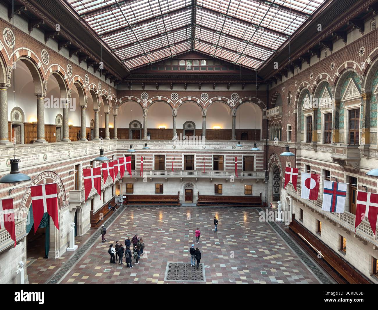 Copenhagen City Hall interior featuring detailed frescoes mosaics wood ...
