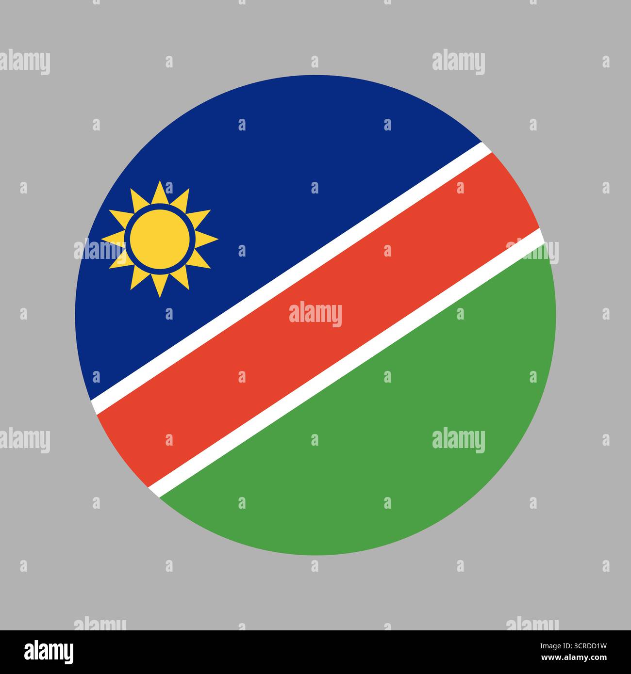 Button flag of Namibia. Flat round shaped of Namibia flag. National ...