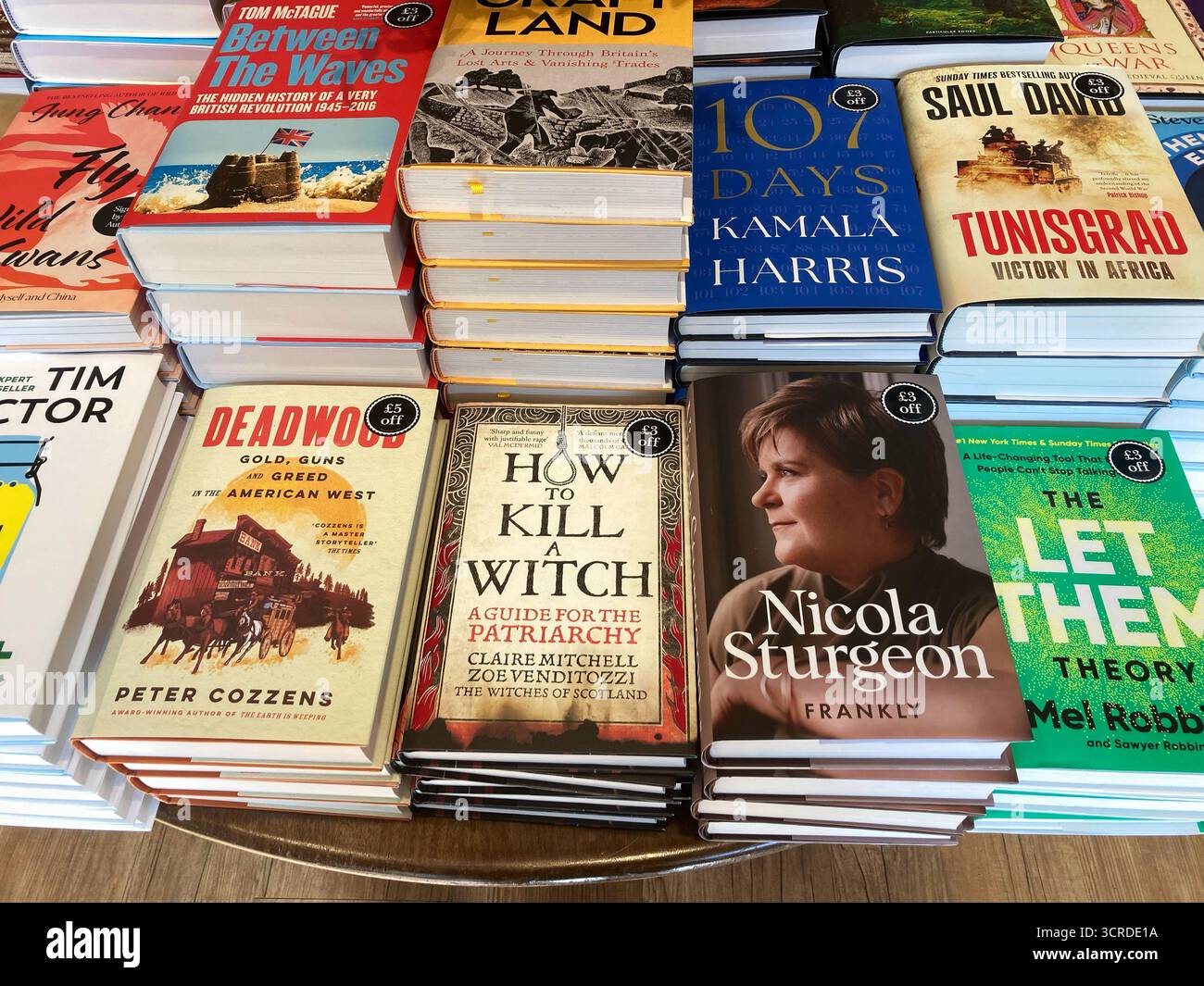 The Latest Hardback books for sale at the local book store including the Nicola Sturgeon memoir Frankly 2025 - Smartphone Captured Stock Image