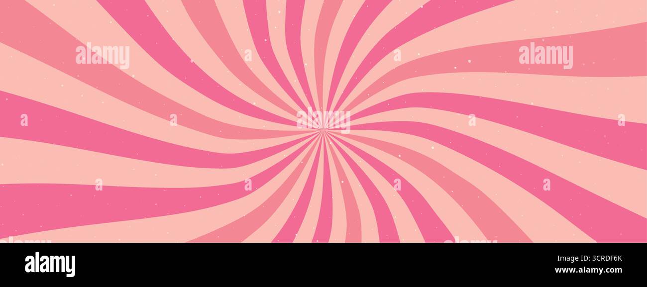 Retro swirl starburst pattern. Vector groovy background with spiral rays and dust Stock Vector