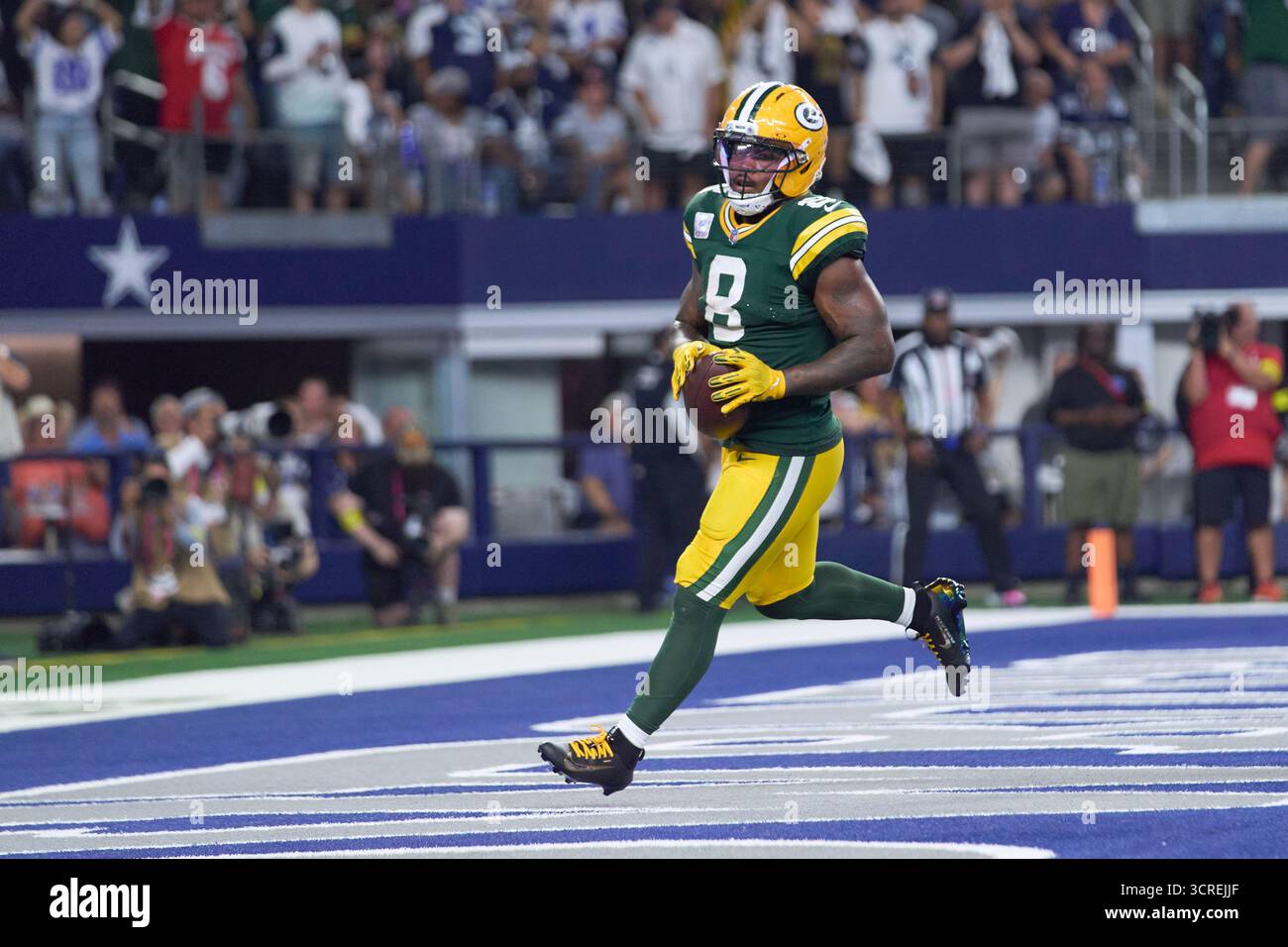 Jacobs Running Back Green Bay Packers running back Josh Jacobs (8) scores a touchdown ...