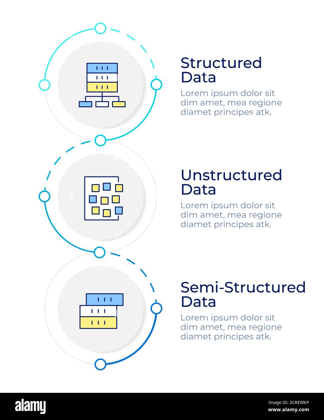 Data management infographic design template Stock Vector