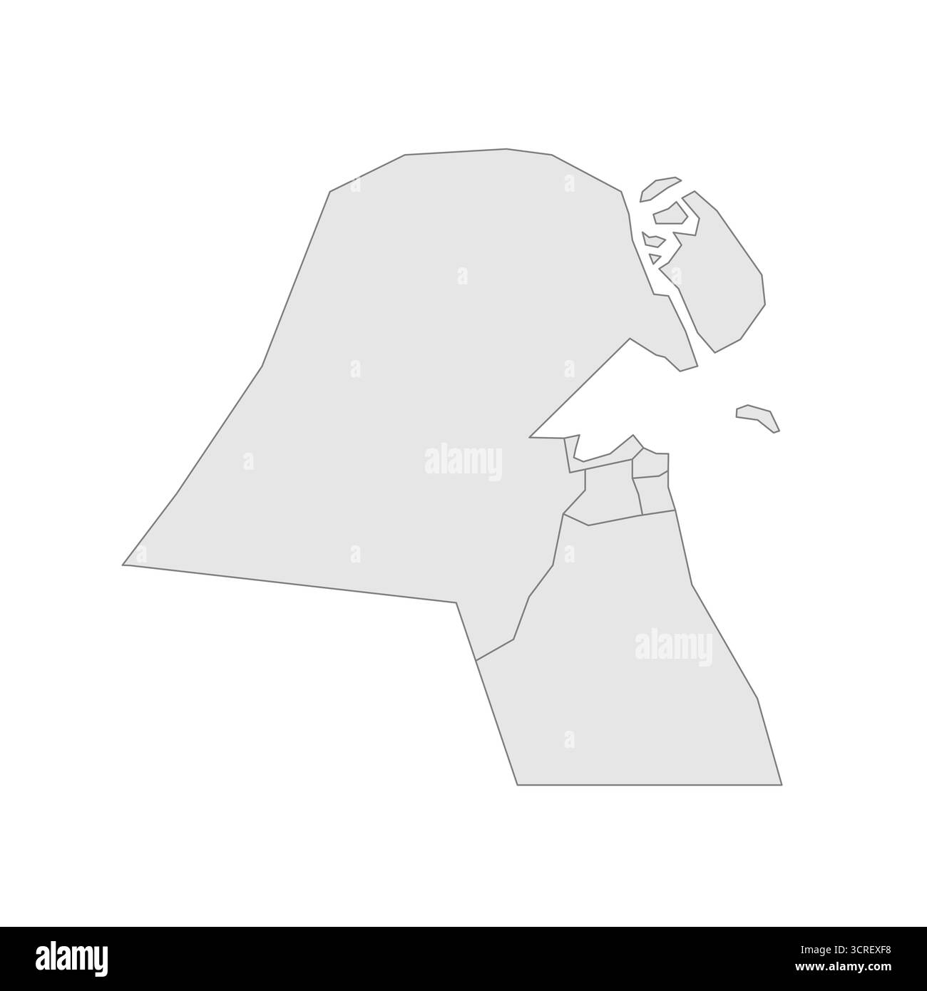 Kuwait political map of administrative divisions - governorates. Grey ...