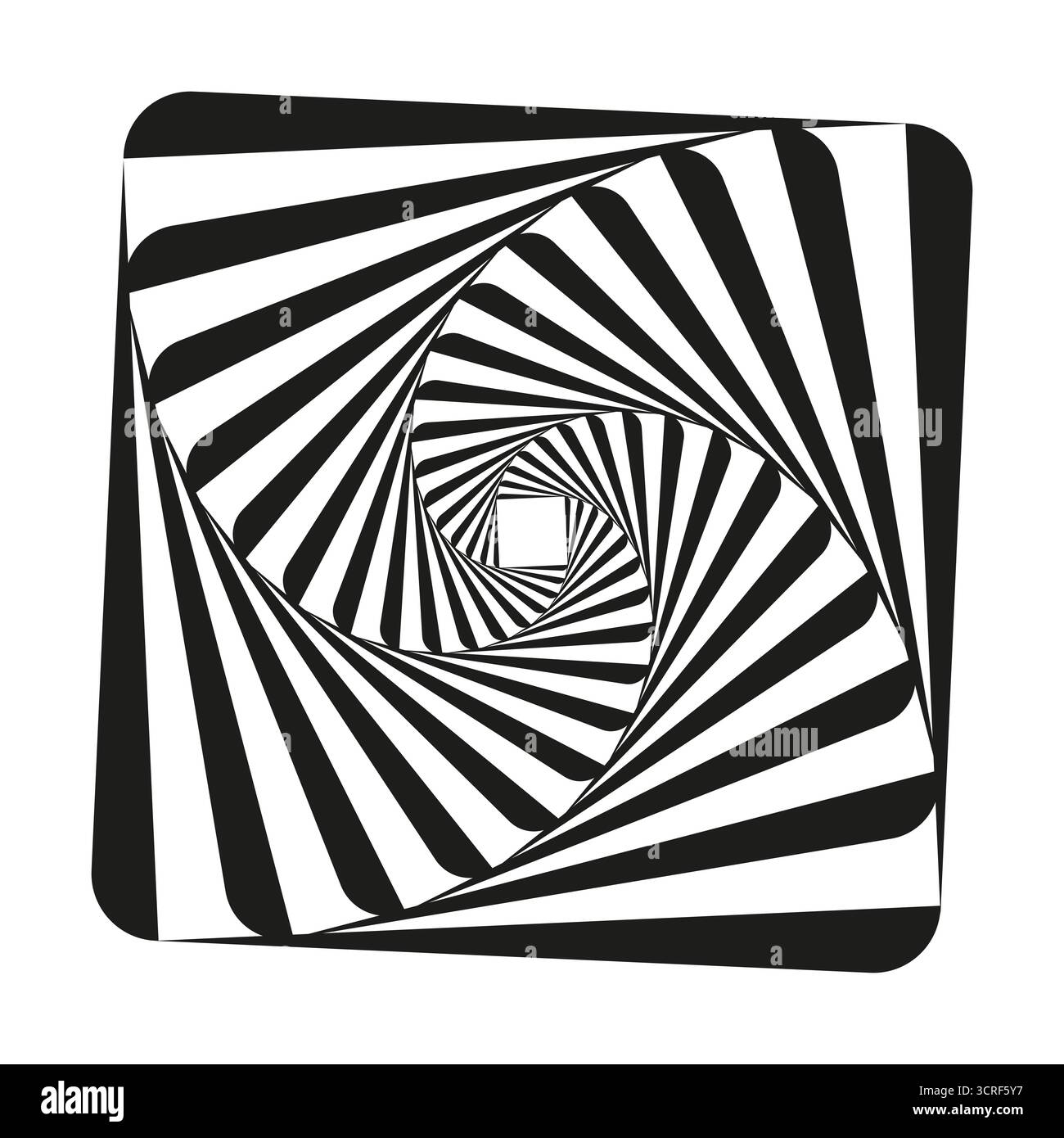Abstract spiral square. Hypnotic tunnel pattern. Vortex optical illusion. Vector motion illustration. EPS 10. Stock Vector
