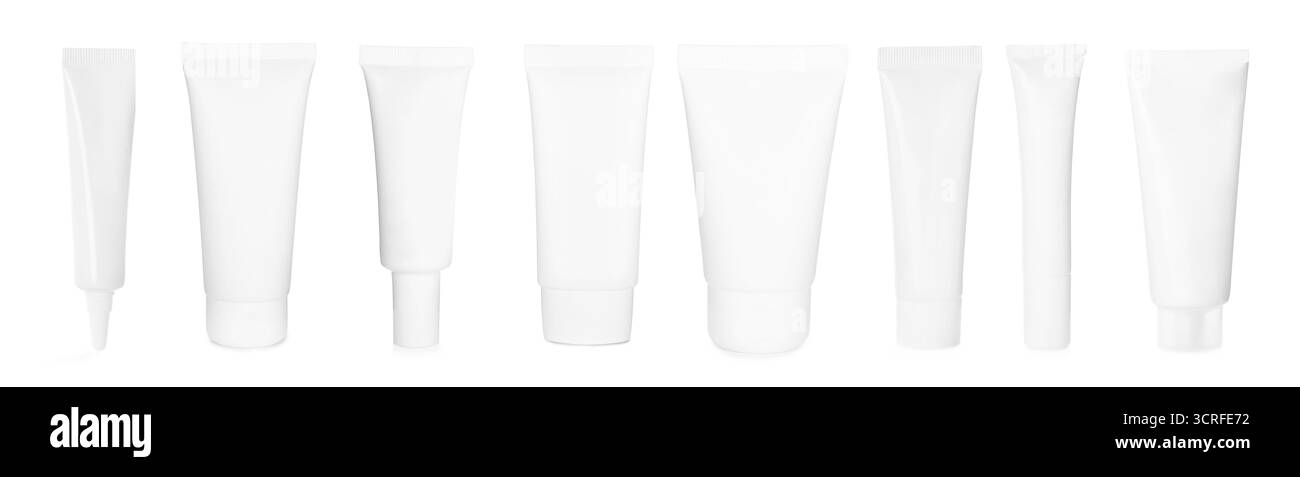 Set cosmetic products tubes Black and White Stock Photos & Images - Alamy