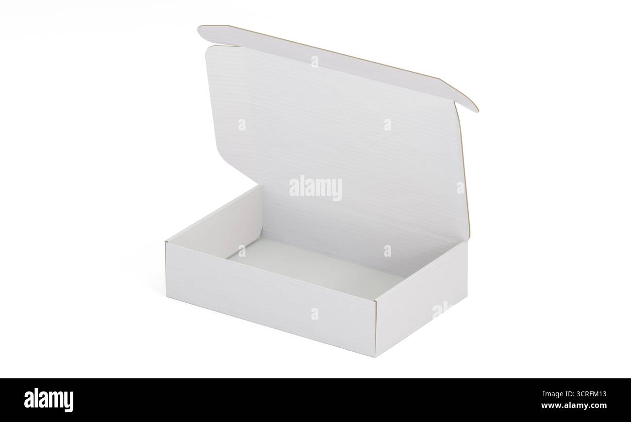 Blank open packaging box, isolated mockup. 3D rendering for branding ...