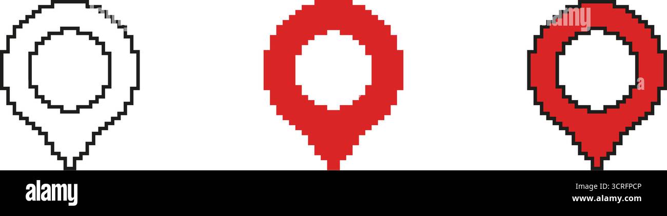 Circular Navigation Pin Pixelated Icon Set. Pixel Art Symbol Collection ...