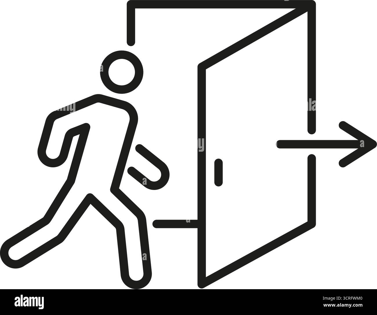 Person Exiting Through Door Line Icon. Emergency Exit, Evacuation Route ...