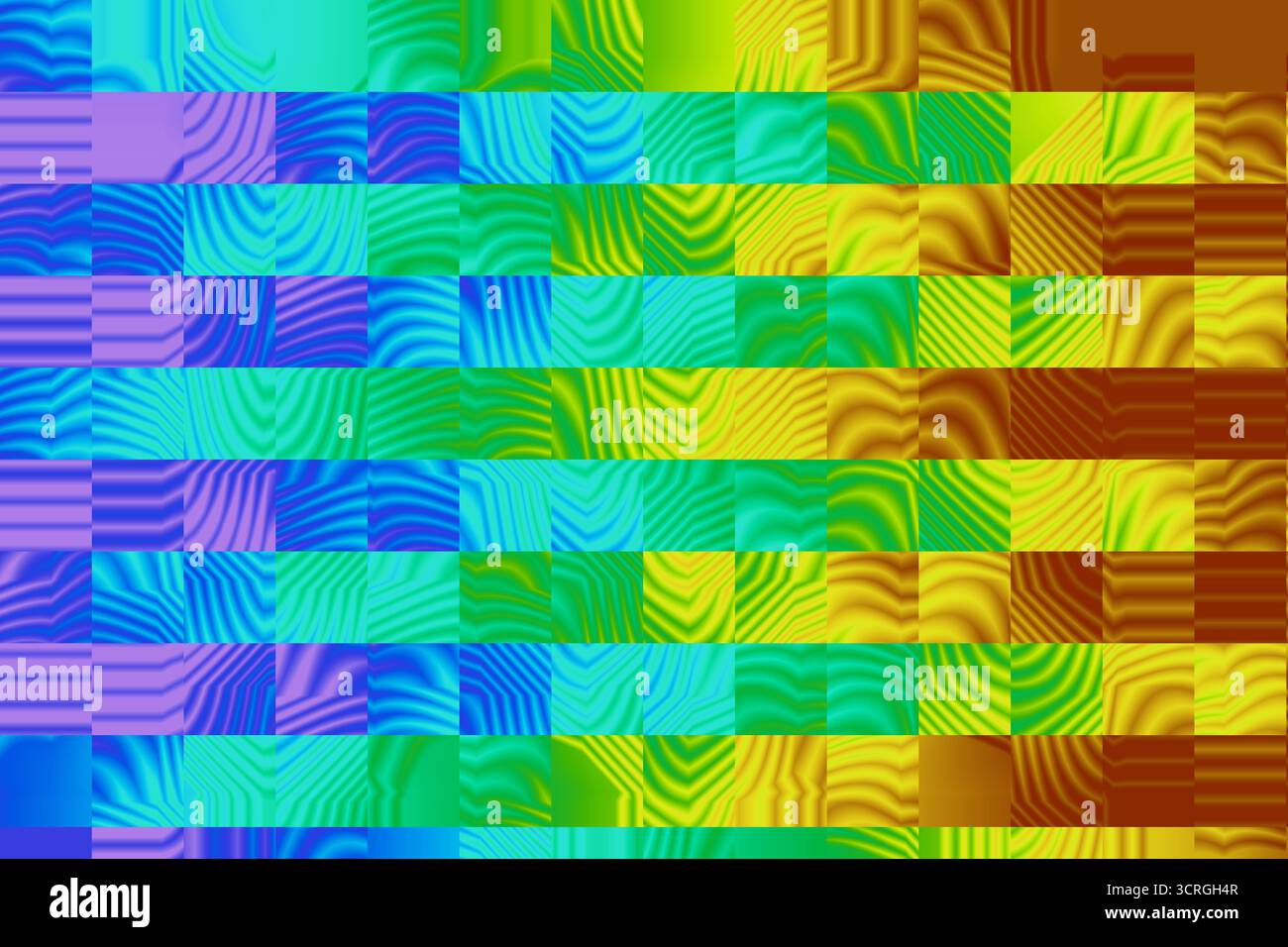 Multicolor abstract blocks, seamless zebra pattern, rainbow optical effect, geometric shapes, vivid modern composition. Stock Photo