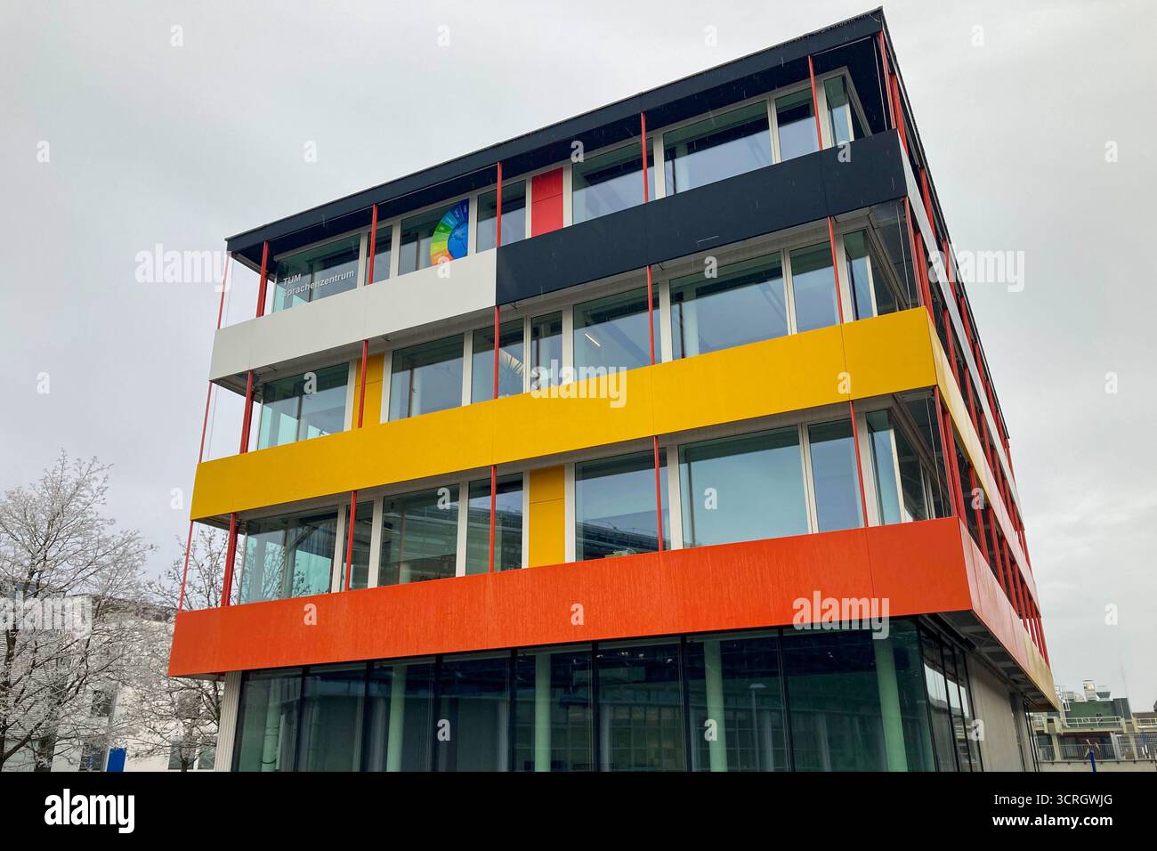 MUNICH, GERMANY - DECEMBER 2, 2024: Frosty morning in campus of Munich Garching Technical University - Smartphone Captured Stock Image