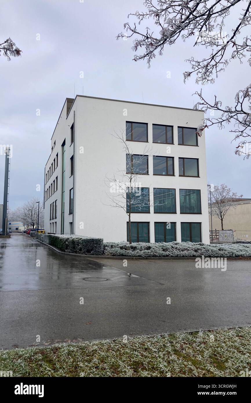 MUNICH, GERMANY - DECEMBER 2, 2024: Frosty morning in campus of Munich Garching Technical University - Smartphone Captured Stock Image