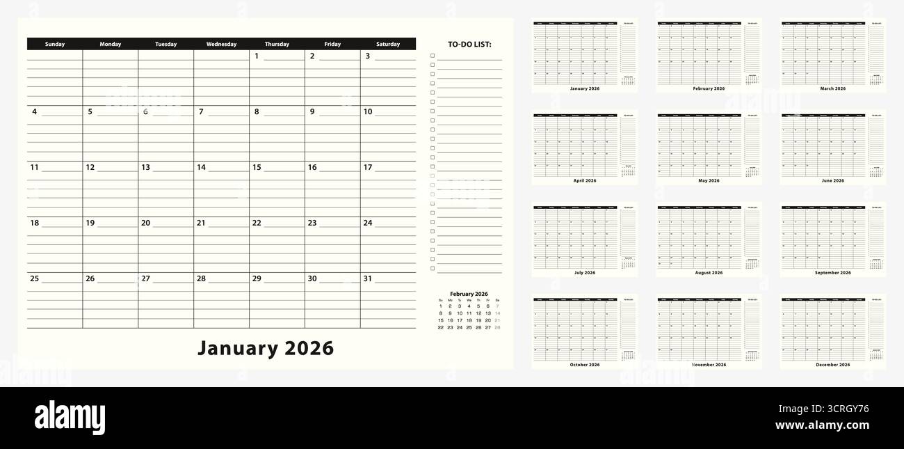 Monthly Business Desk Pad Calendar for year 2026, 12 month. Calendar ...