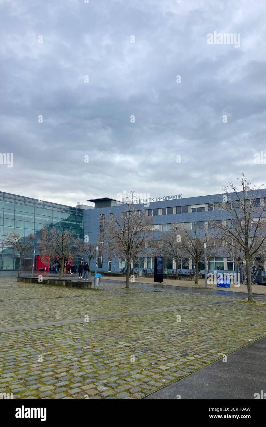 MUNICH, GERMANY - DECEMBER 2, 2024: Frosty morning in campus of Munich Garching Technical University - Smartphone Captured Stock Image