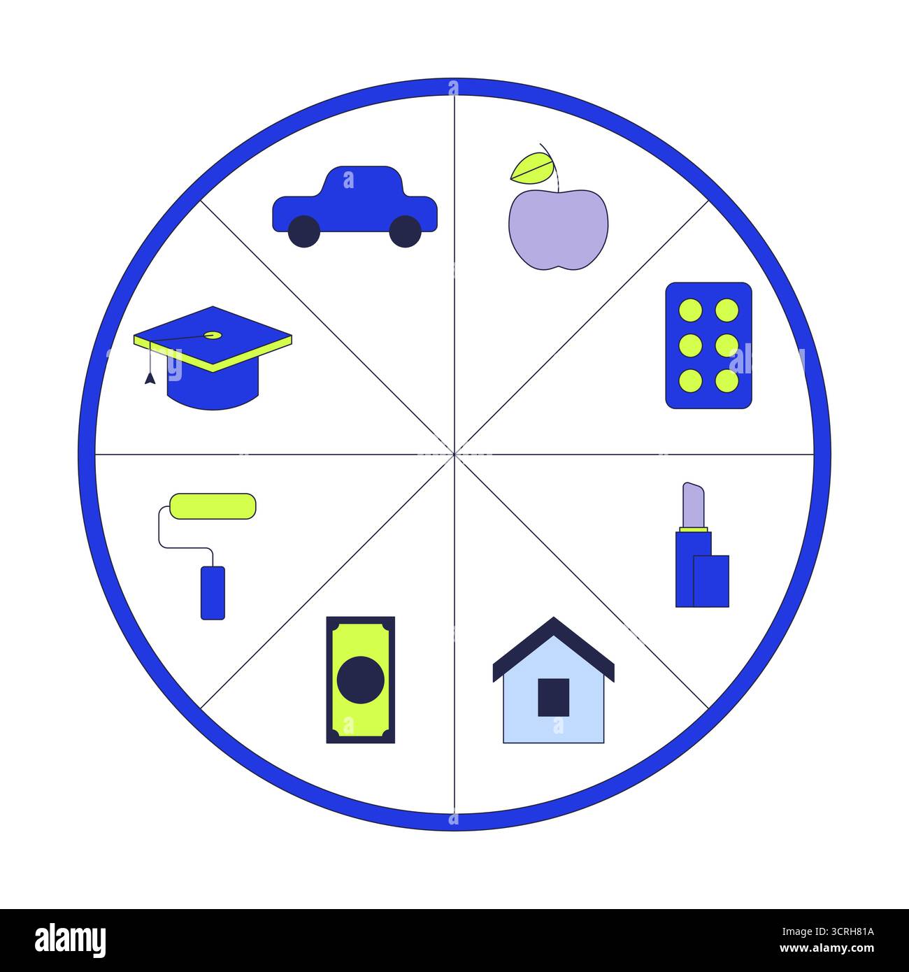 Budget allocation pie chart 2D cartoon object Stock Vector