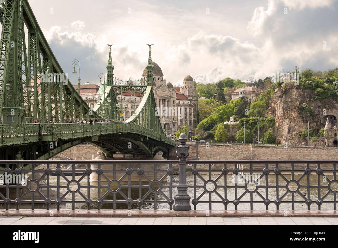 River view featuring Liberty bridge in Budapest Stock Photo