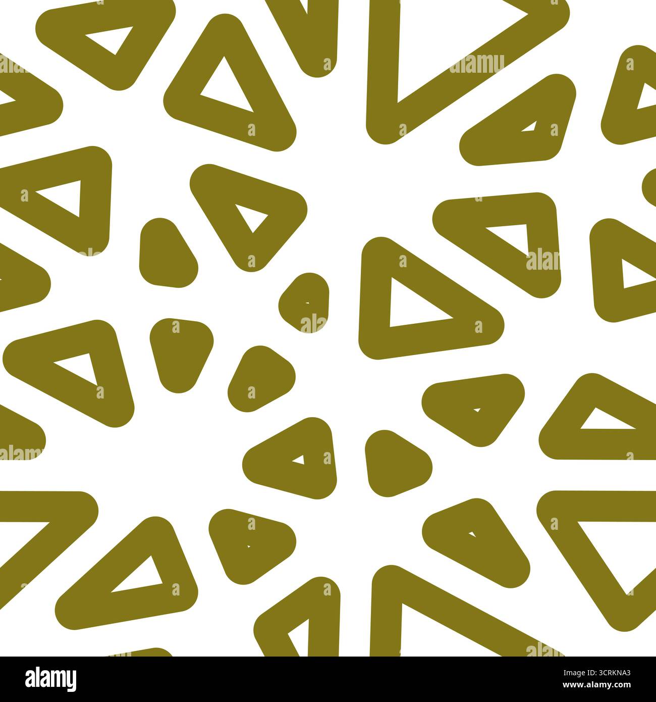 Tileable abstract background. Big triangles size. Solid color style. Rounded triangles outlined. Repeatable pattern. Olive Harvest. Stock Vector