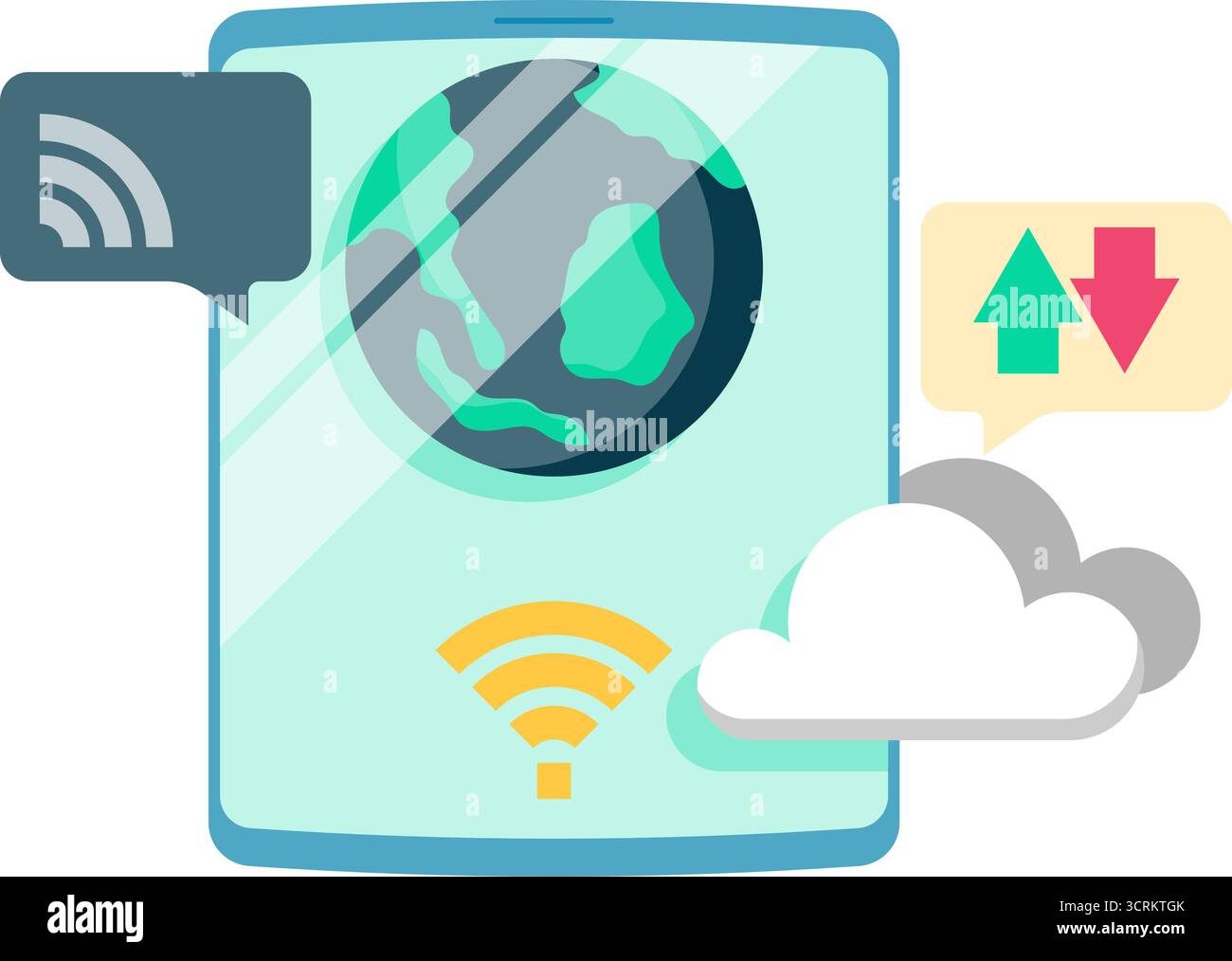 internet and data transfer using cellular networks Stock Vector