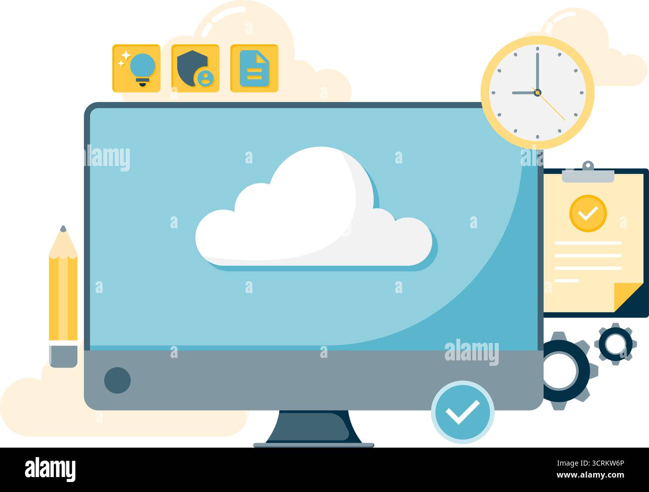 data storage security, cloud storage access Stock Vector