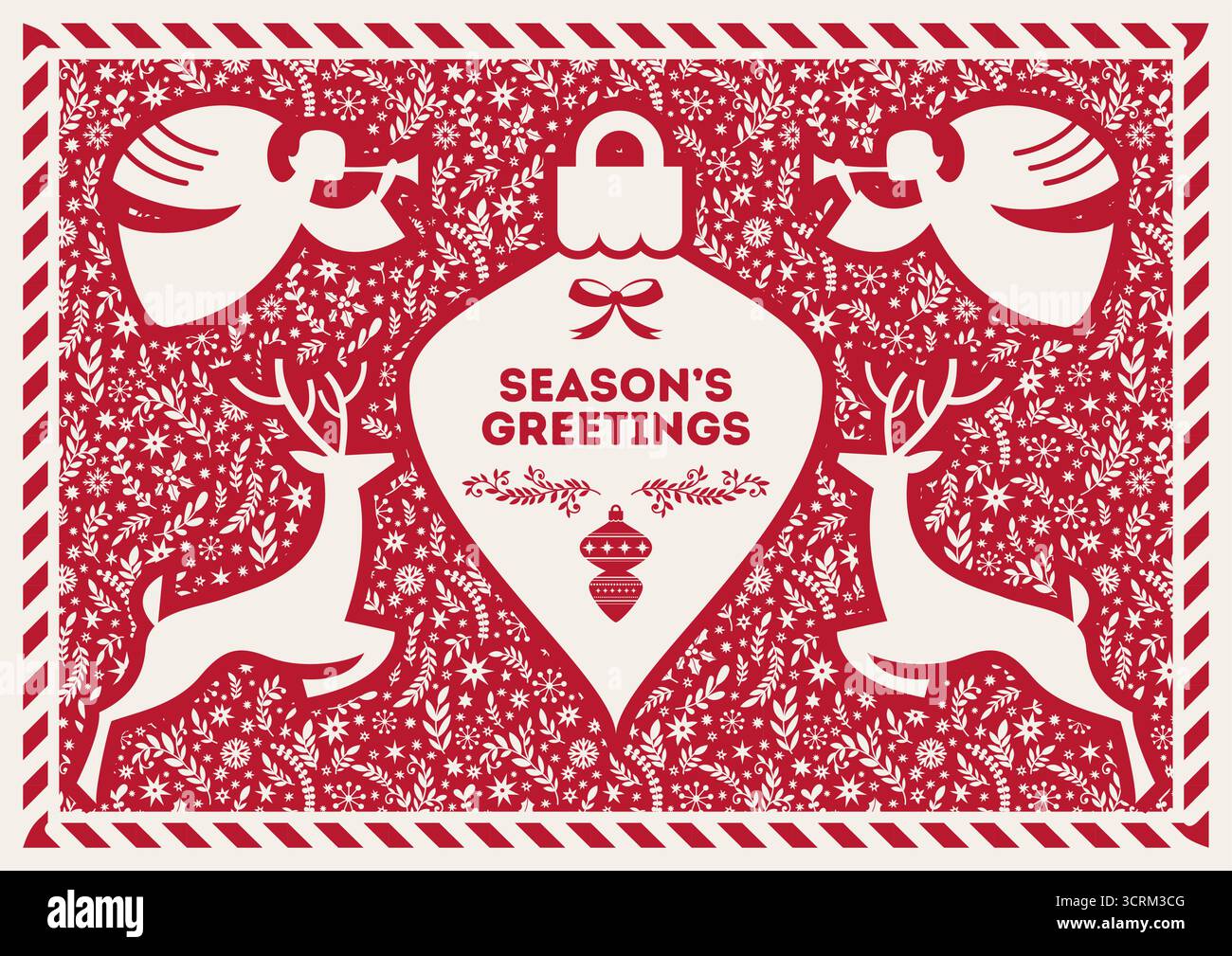 Angels Deer Ornament Greeting Card Stock Vector